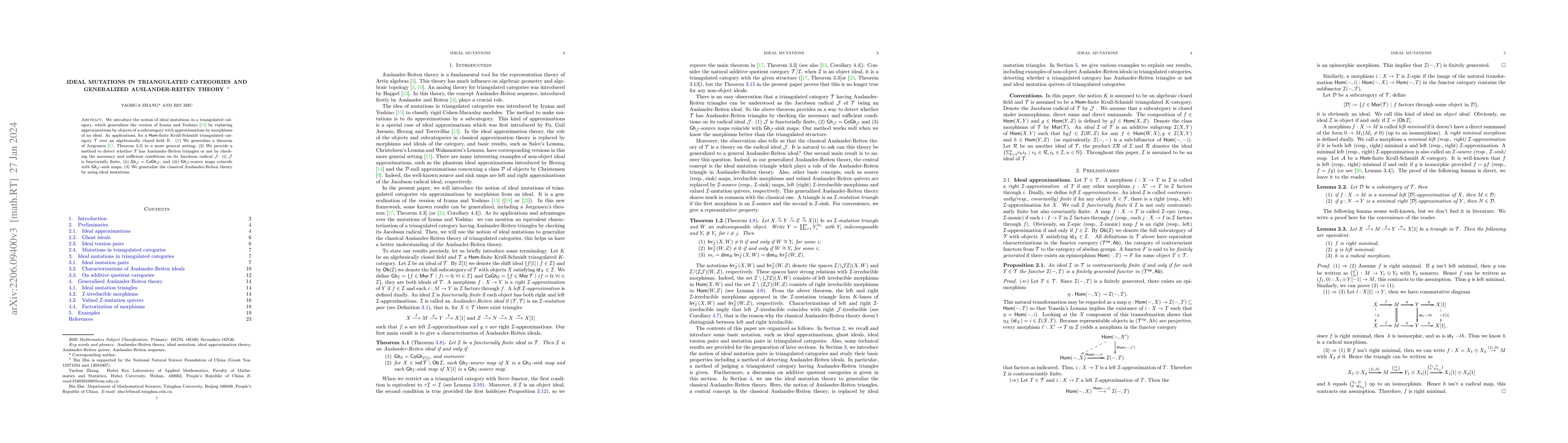 Thumbnail for Ideal mutations in triangulated categories and generalized
  Auslander-Reiten theory