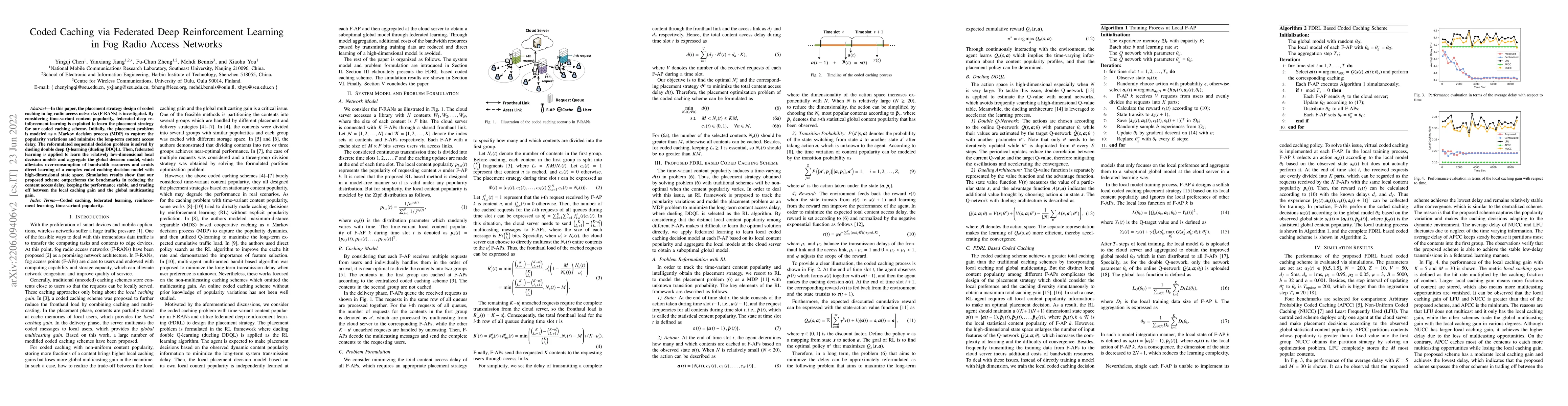 Thumbnail for Coded Caching via Federated Deep Reinforcement Learning in Fog Radio
  Access Networks