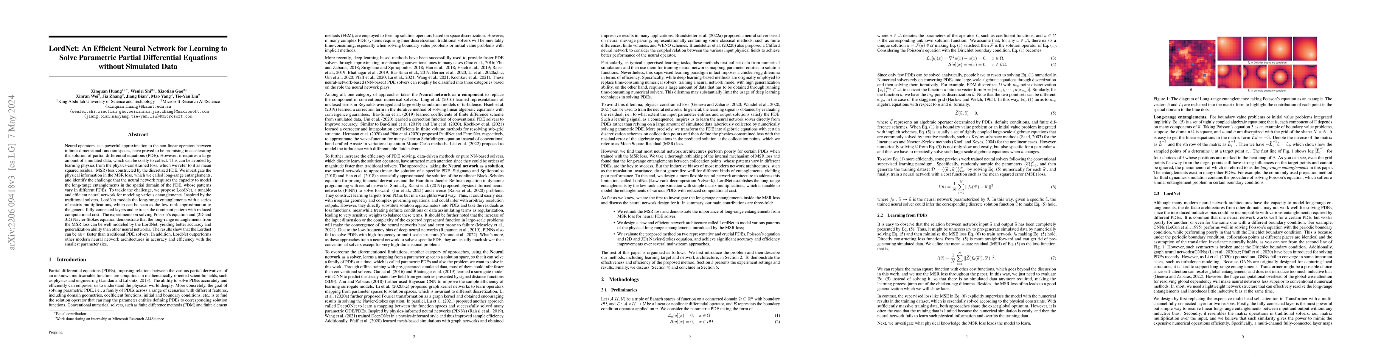 Thumbnail for LordNet: An Efficient Neural Network for Learning to Solve Parametric
  Partial Differential Equations without Simulated Data