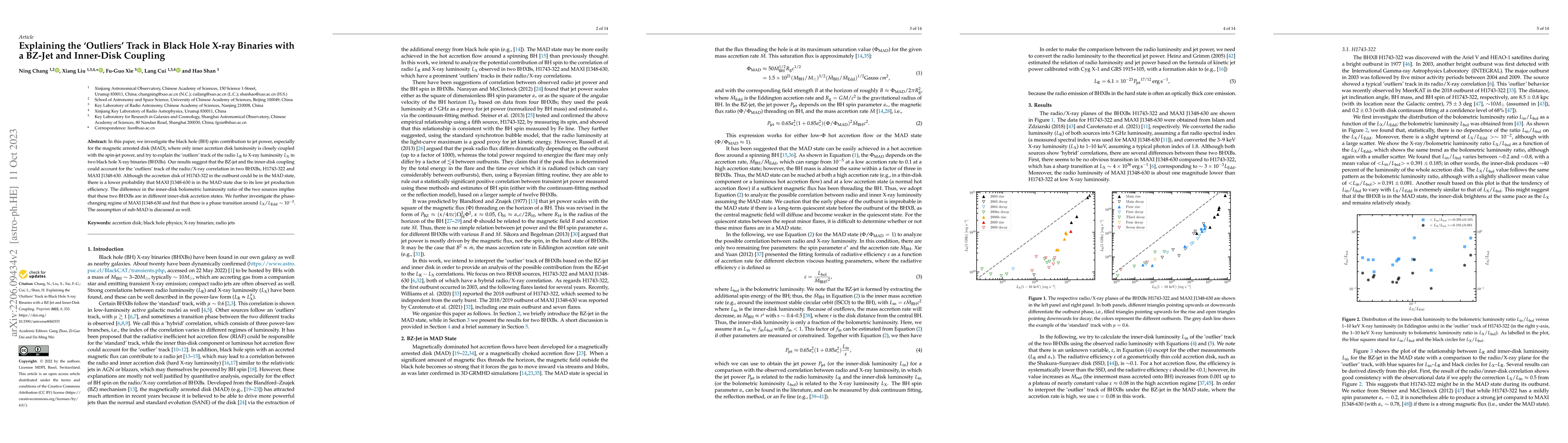 Thumbnail for Explaining the 'outliers' track in Black Hole X-ray Binaries with the
  BZ-jet and inner-disk coupling
