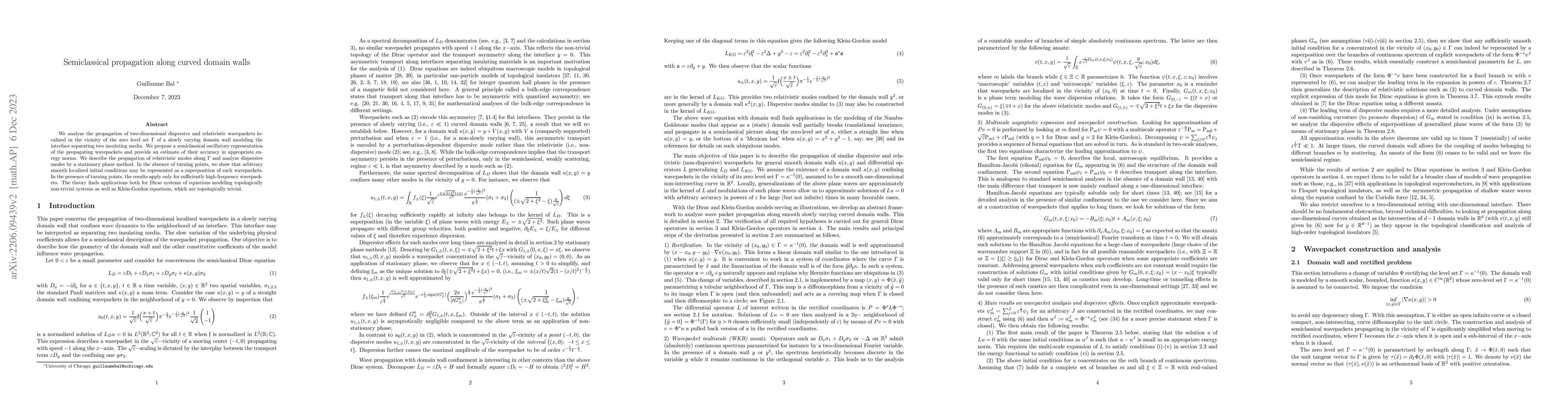 Thumbnail for Semiclassical propagation along curved domain walls