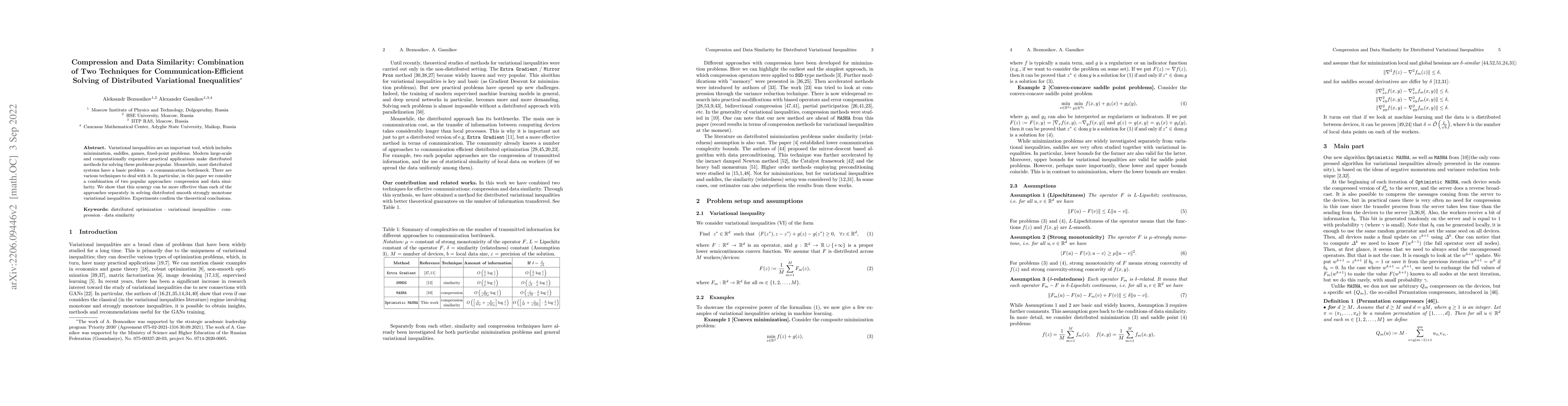 Thumbnail for Compression and Data Similarity: Combination of Two Techniques for
  Communication-Efficient Solving of Distributed Variational Inequalities