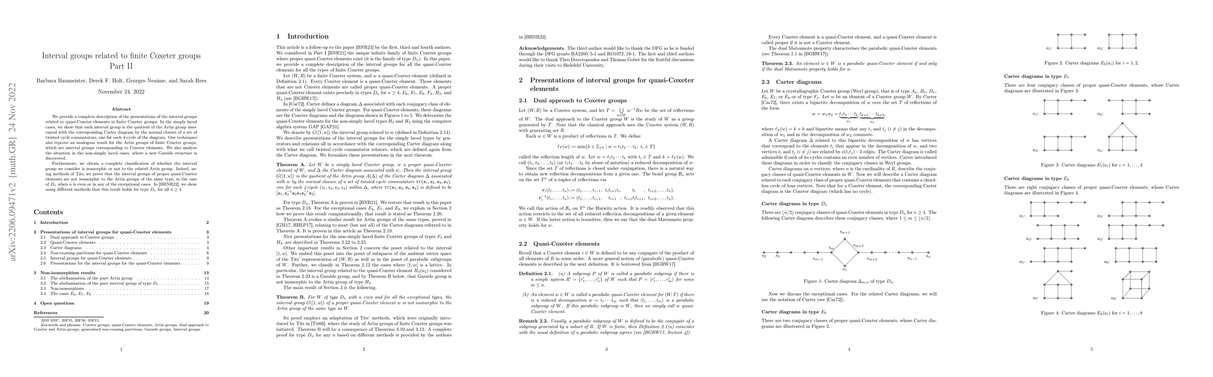 Thumbnail for Interval groups related to finite Coxeter groups, Part II
