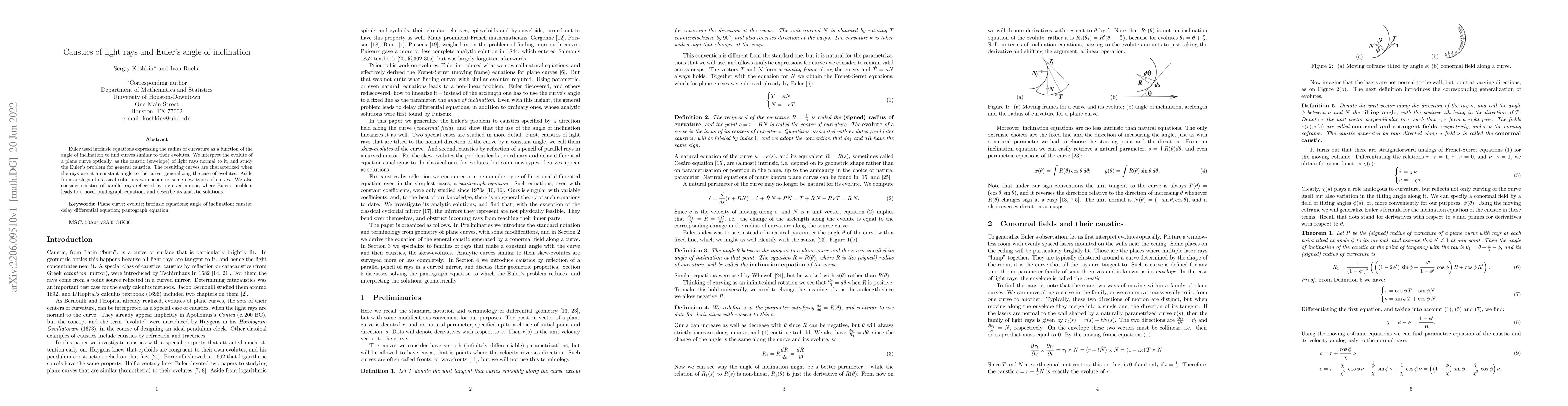 Thumbnail for Caustics of light rays and Euler's angle of inclination