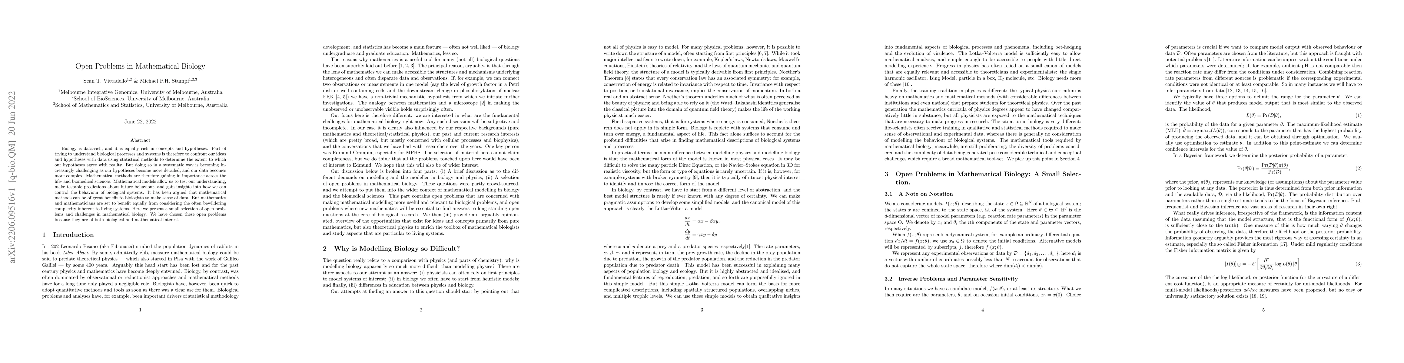 Thumbnail for Open Problems in Mathematical Biology