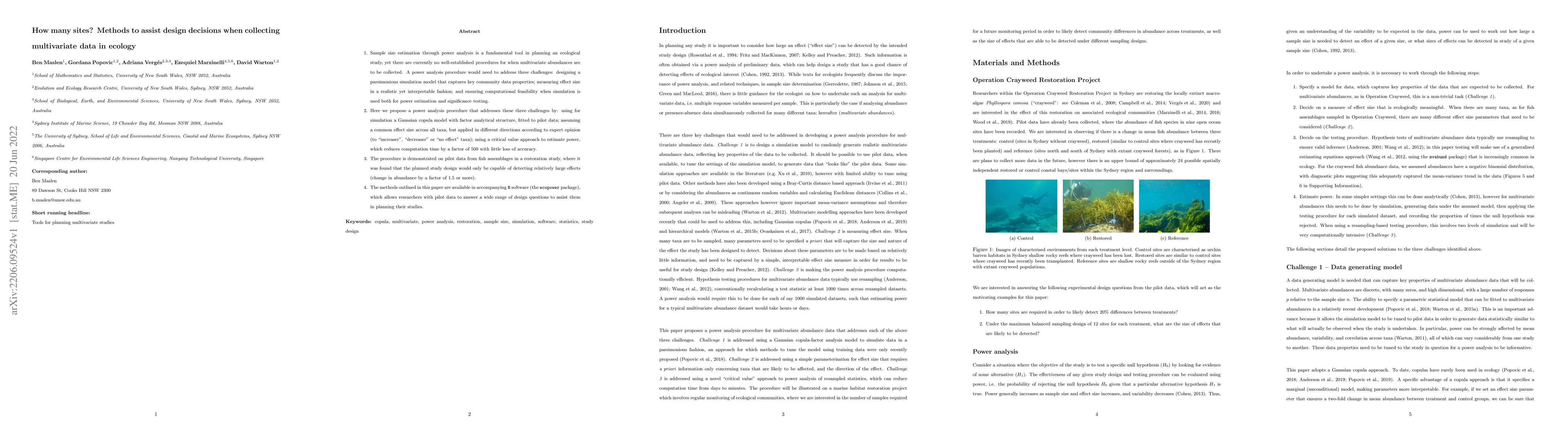Thumbnail for How many sites? Methods to assist design decisions when collecting
  multivariate data in ecology