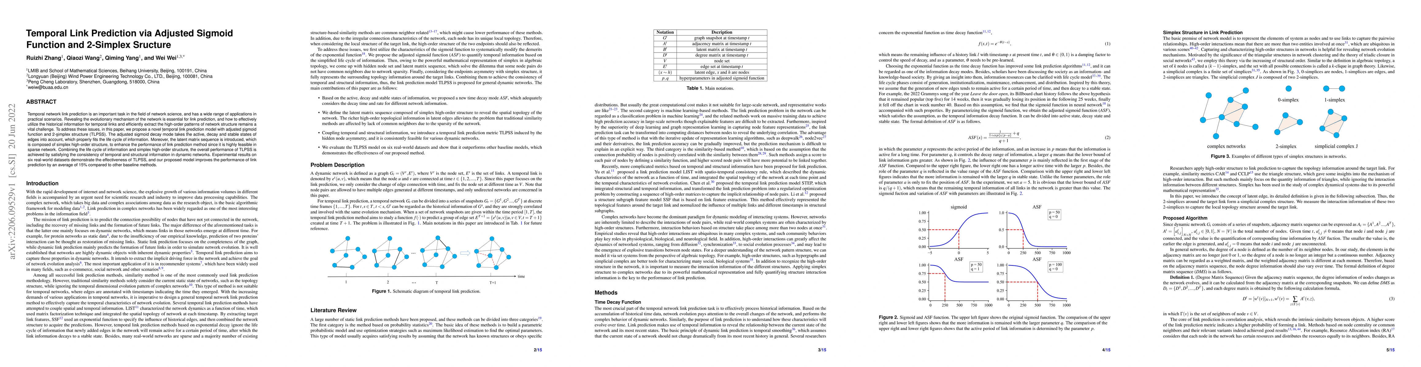 Thumbnail for Temporal Link Prediction via Adjusted Sigmoid Function and 2-Simplex
  Sructure