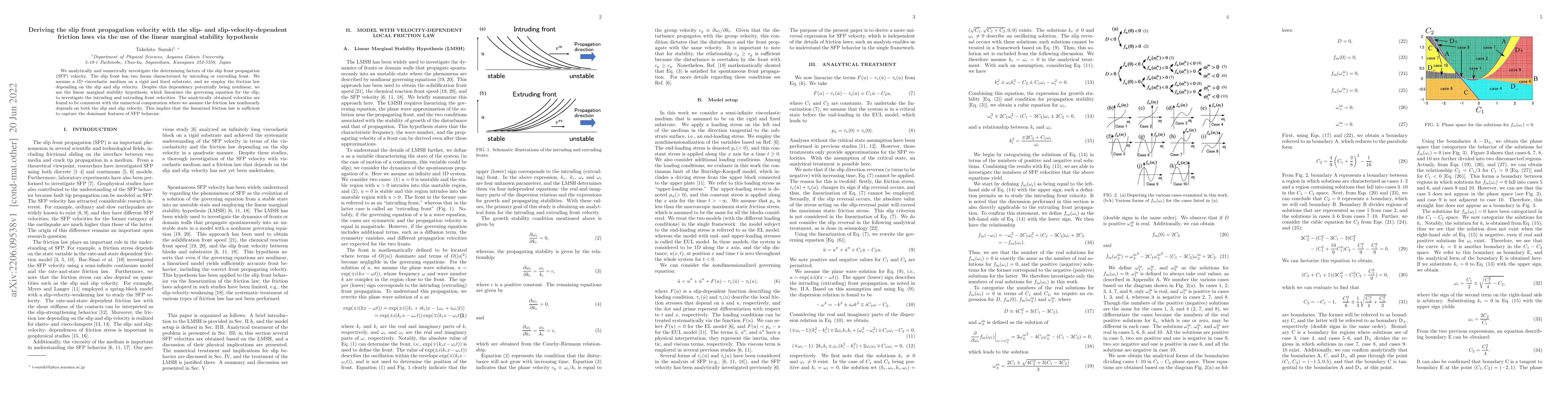 Thumbnail for Deriving the slip front propagation velocity with the slip- and
  slip-velocity-dependent friction laws via the use of the linear marginal
  stability hypothesis