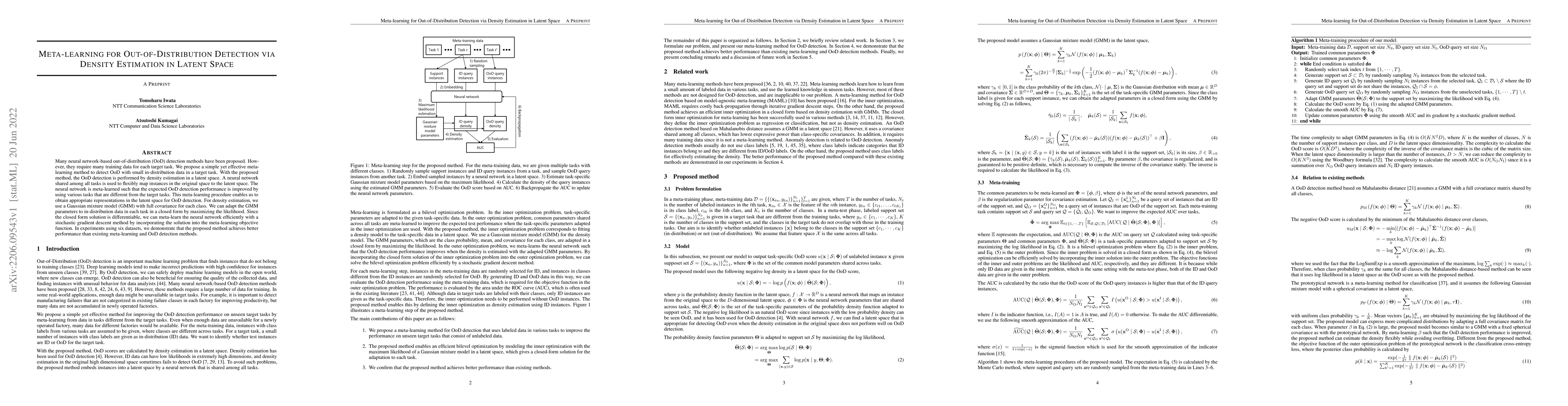 Thumbnail for Meta-learning for Out-of-Distribution Detection via Density Estimation
  in Latent Space