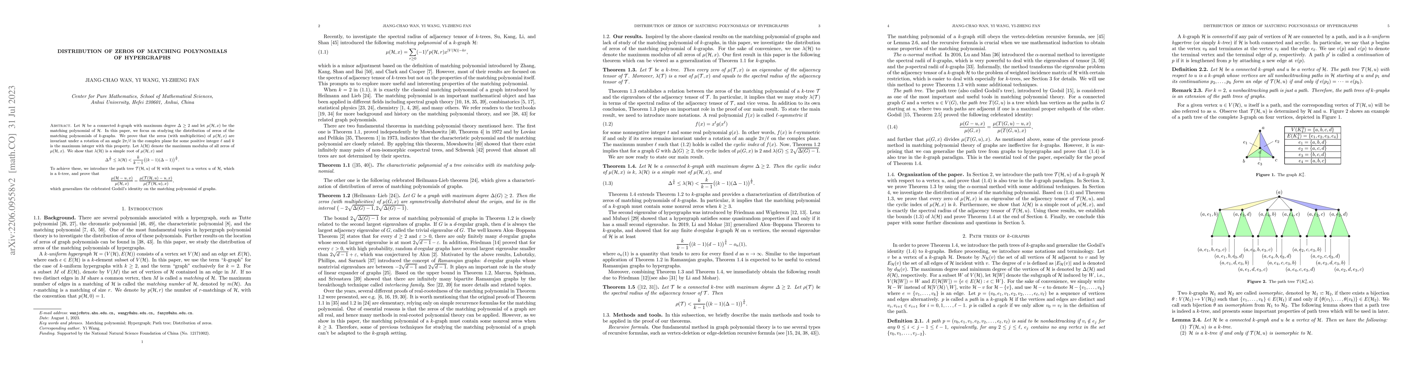 Thumbnail for Distribution of zeros of matching polynomials of hypergraphs
