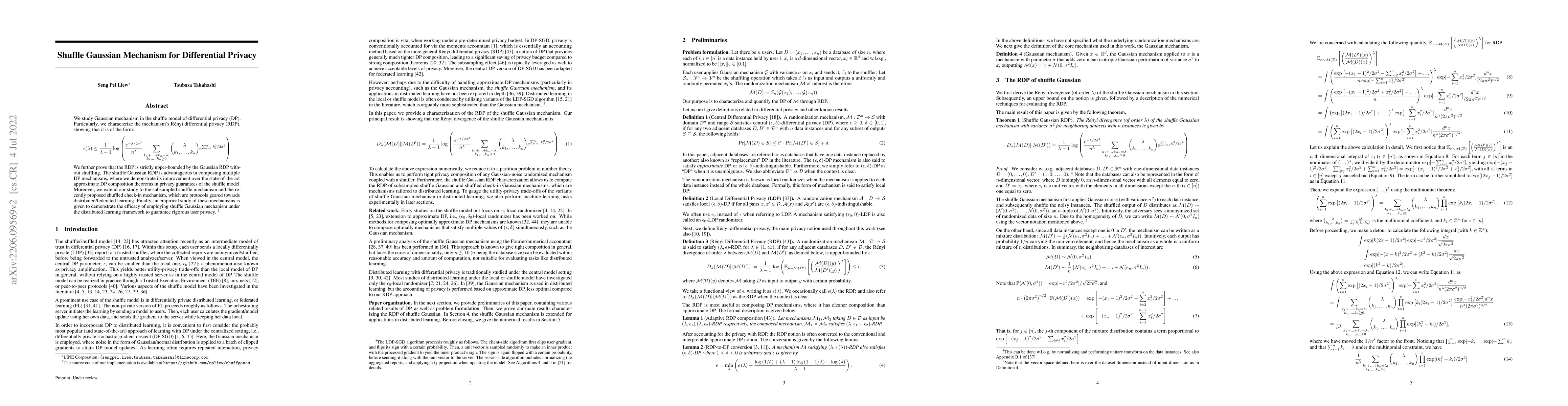 Thumbnail for Shuffle Gaussian Mechanism for Differential Privacy