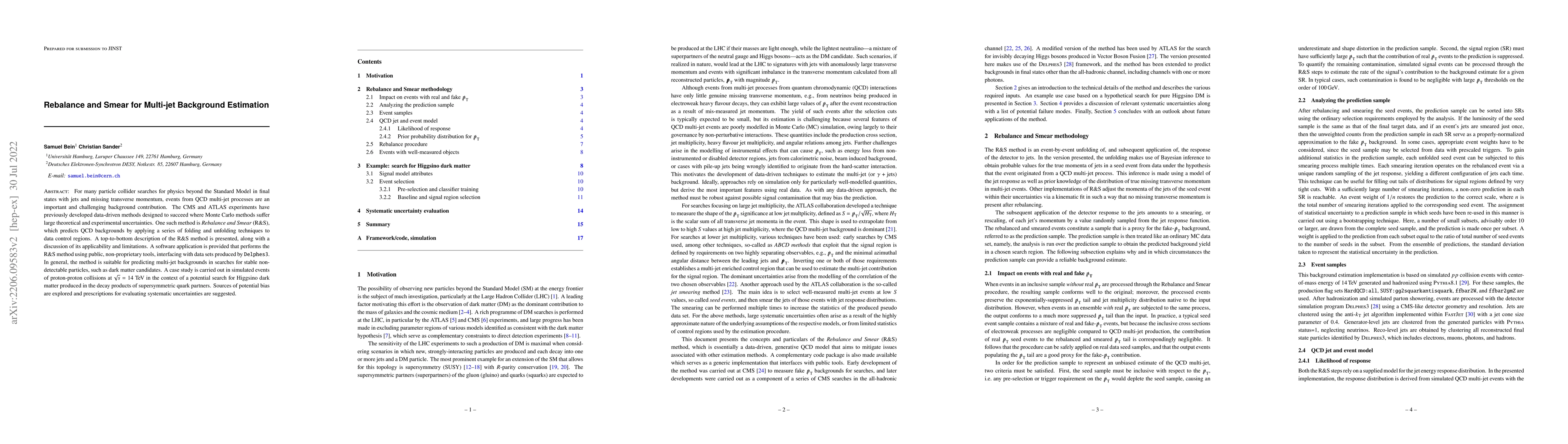 Thumbnail for Rebalance and Smear for Multi-jet Background Estimation