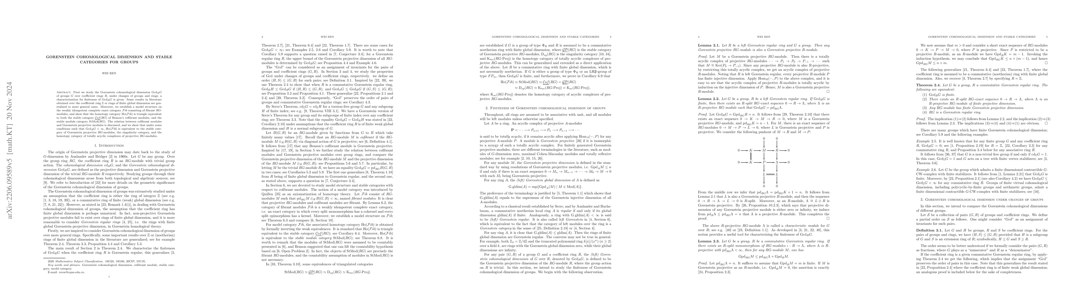 Thumbnail for Gorenstein cohomological dimension and stable categories for groups