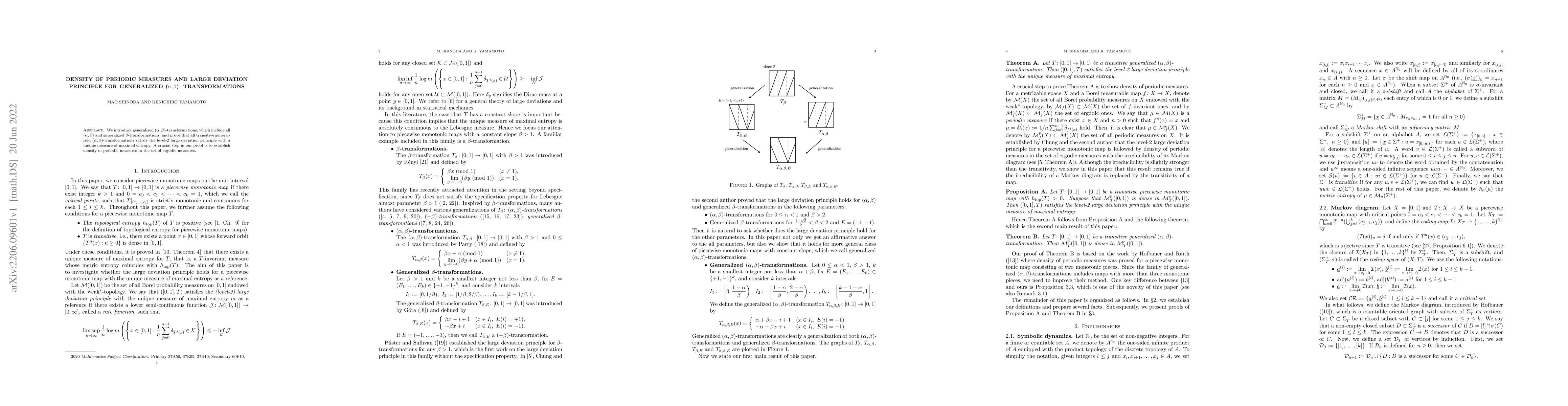 Thumbnail for Density of periodic measures and large deviation principle for
  generalized $(\alpha, \beta)$-transformations