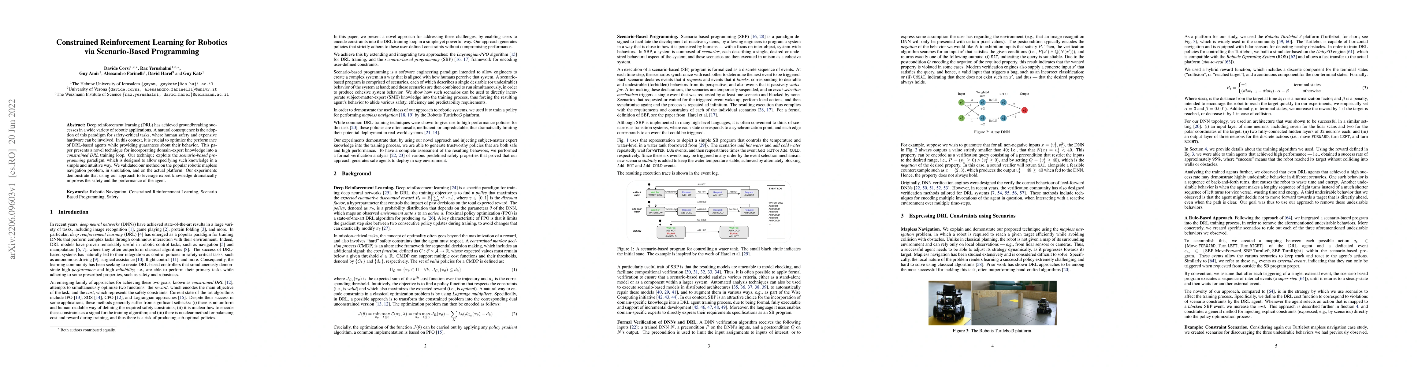 Thumbnail for Constrained Reinforcement Learning for Robotics via Scenario-Based
  Programming