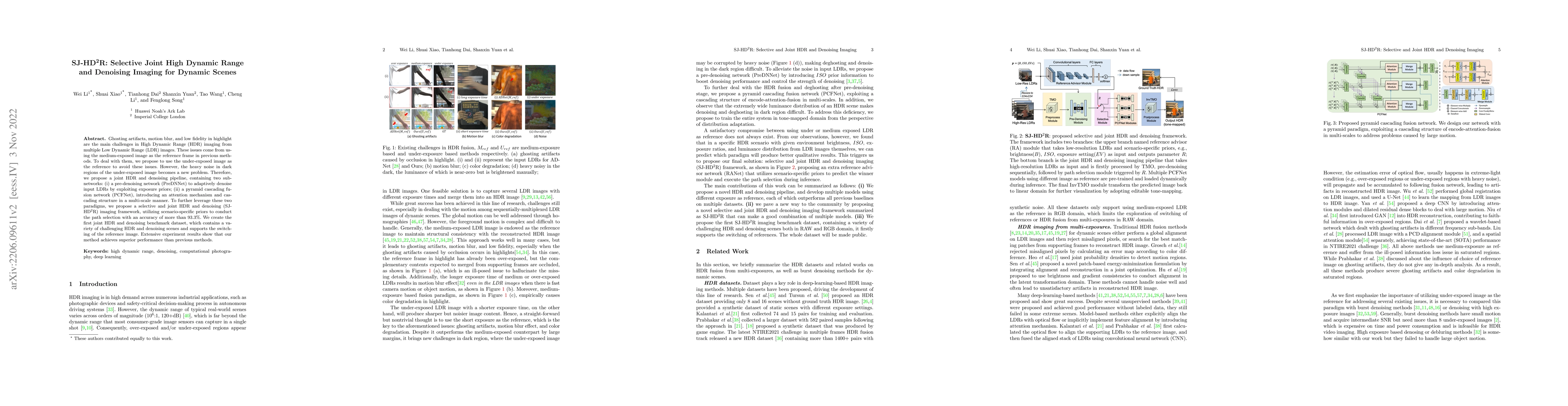 Thumbnail for SJ-HD^2R: Selective Joint High Dynamic Range and Denoising Imaging for
  Dynamic Scenes