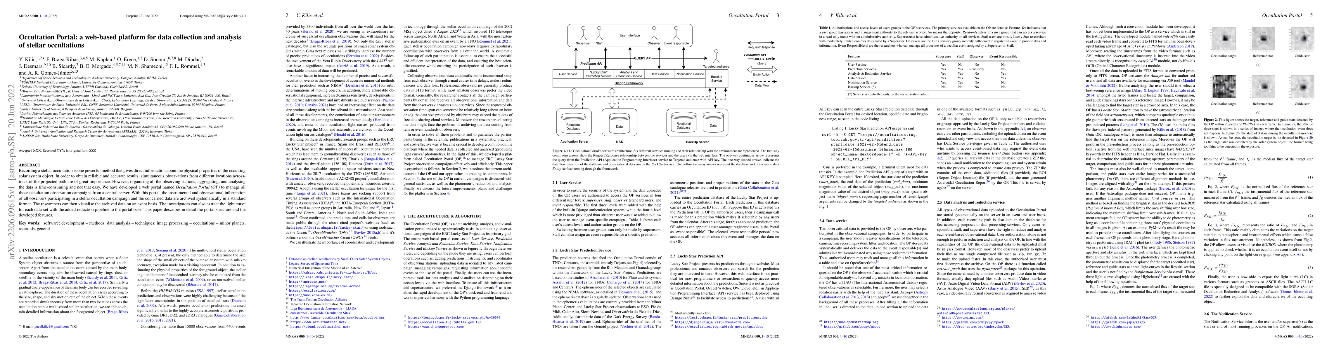 Thumbnail for Occultation Portal: a web-based platform for data collection and
  analysis of stellar occultations
