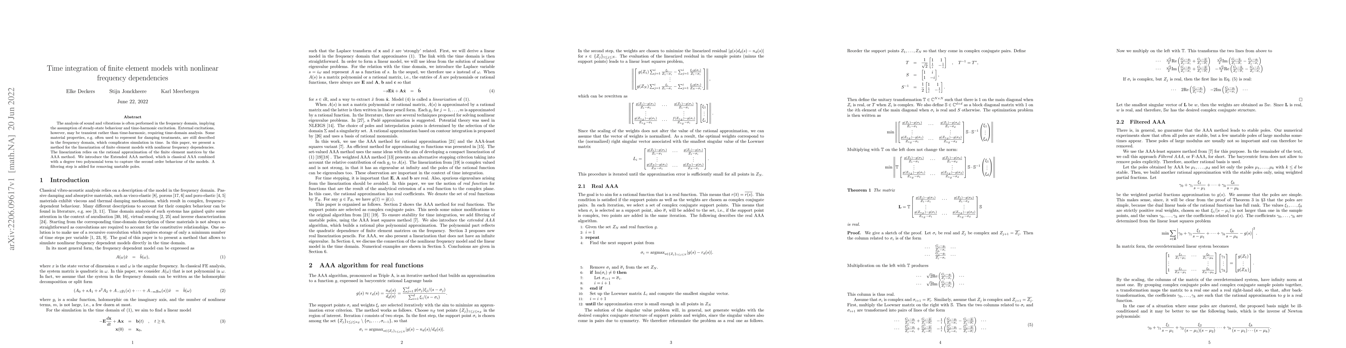Thumbnail for Time integration of finite element models with nonlinear frequency
  dependencies