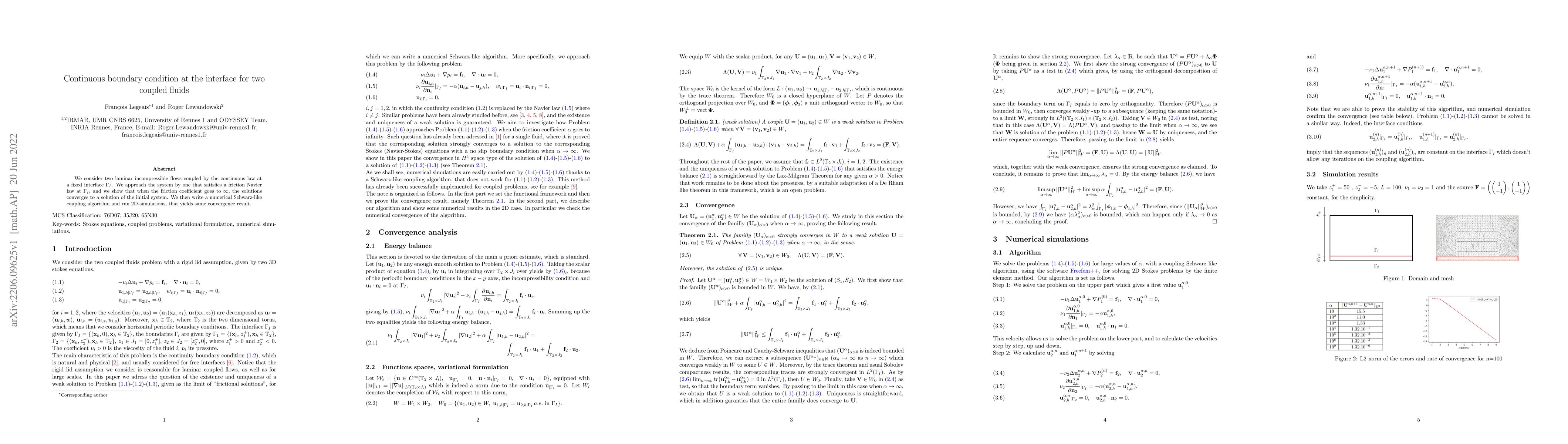 Thumbnail for Continuous boundary condition at the interface for two coupled fluids