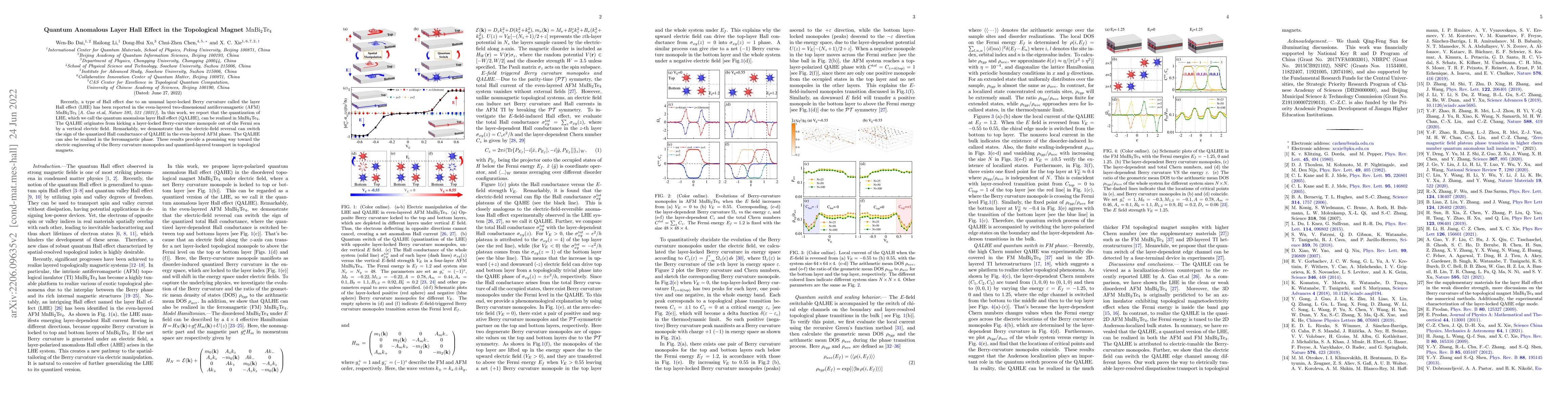 Thumbnail for Quantum Anomalous Layer Hall Effect in the Topological Magnet MnBi2Te4