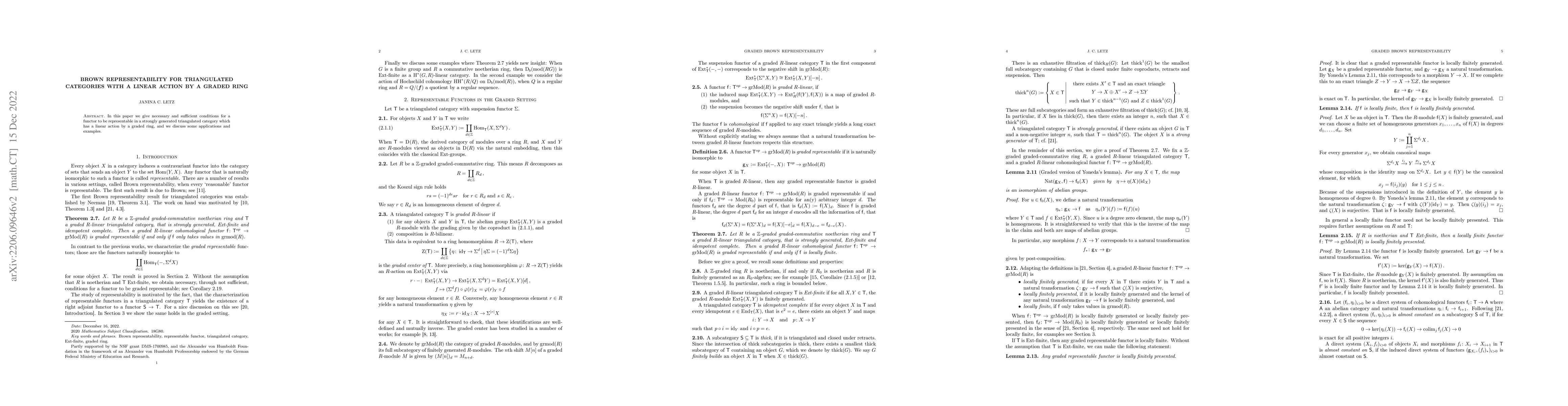 Thumbnail for Brown representability for triangulated categories with a linear action
  by a graded ring