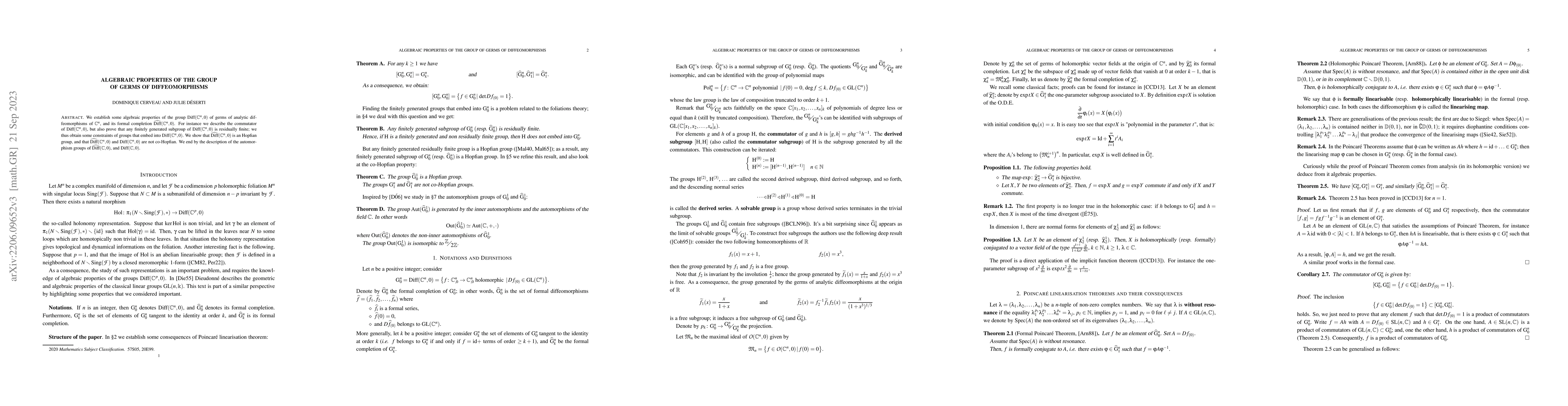 Thumbnail for Algebraic properties of the group of germs of diffeomorphisms