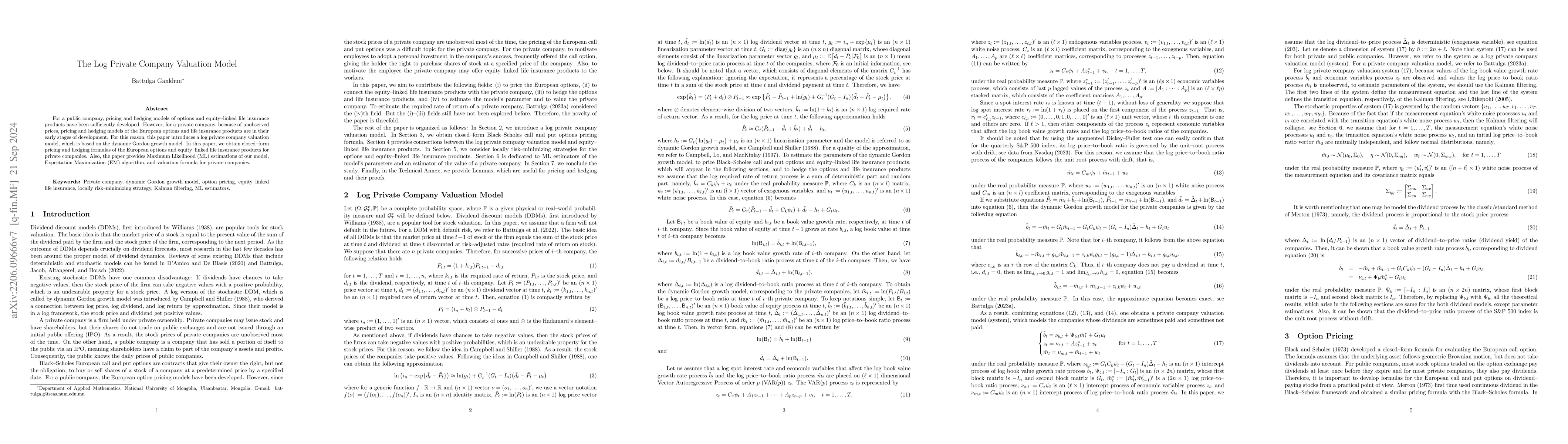 Thumbnail for The Log Private Company Valuation Model