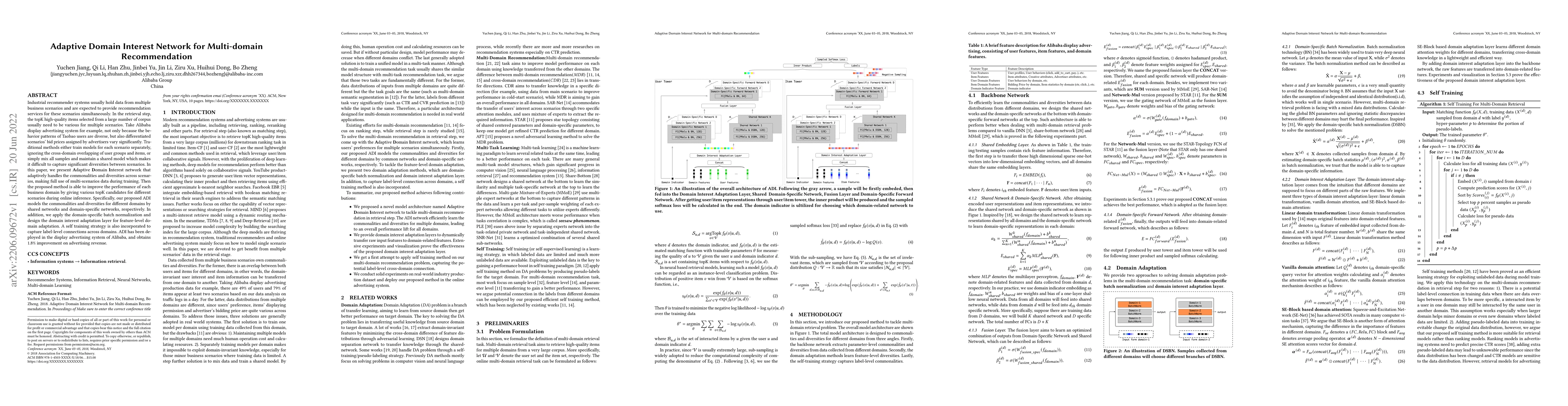 Thumbnail for Adaptive Domain Interest Network for Multi-domain Recommendation