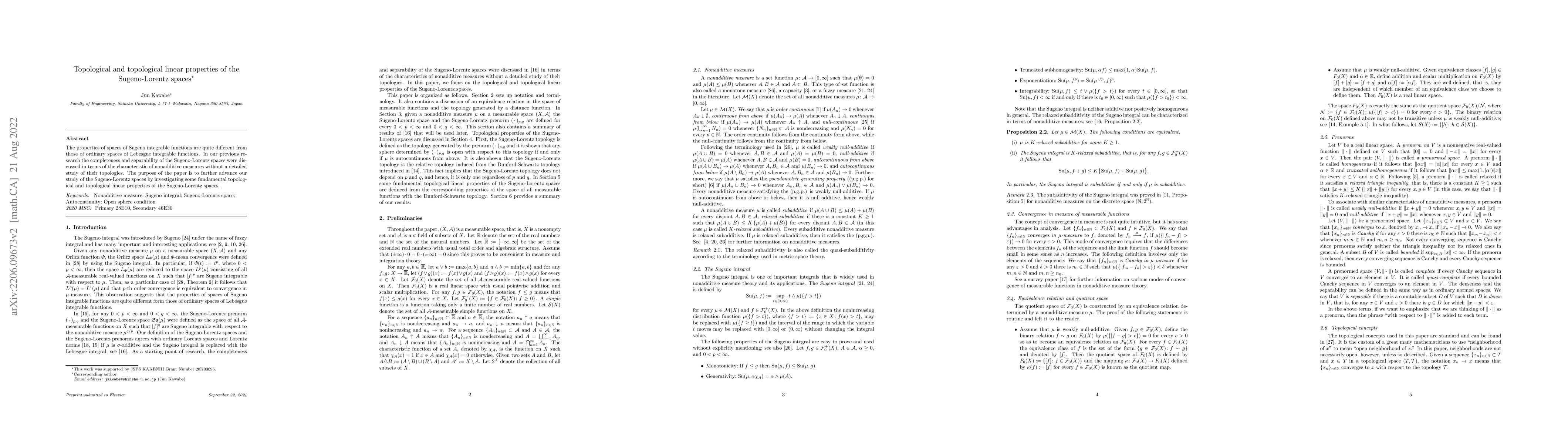 Thumbnail for Topological and topological linear properties of the Sugeno-Lorentz
  spaces