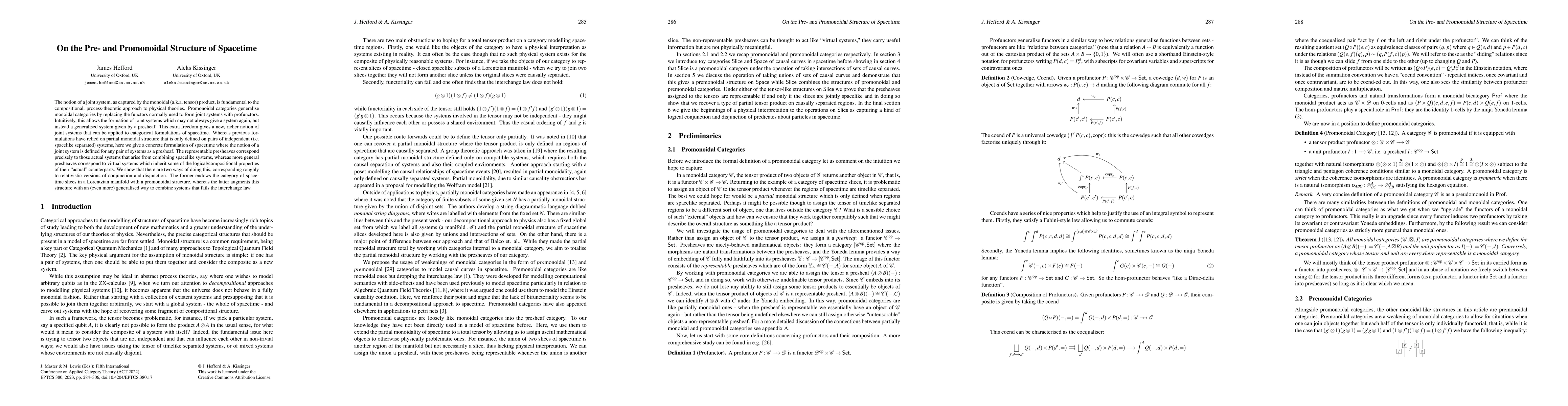 Thumbnail for On the Pre- and Promonoidal Structure of Spacetime