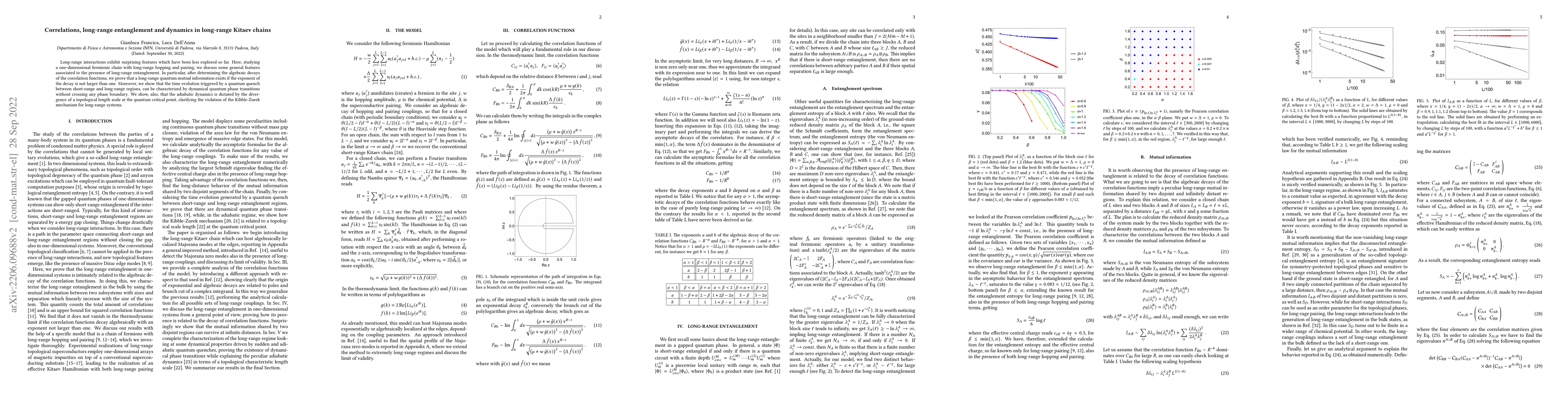 Thumbnail for Correlations, long-range entanglement and dynamics in long-range Kitaev
  chains