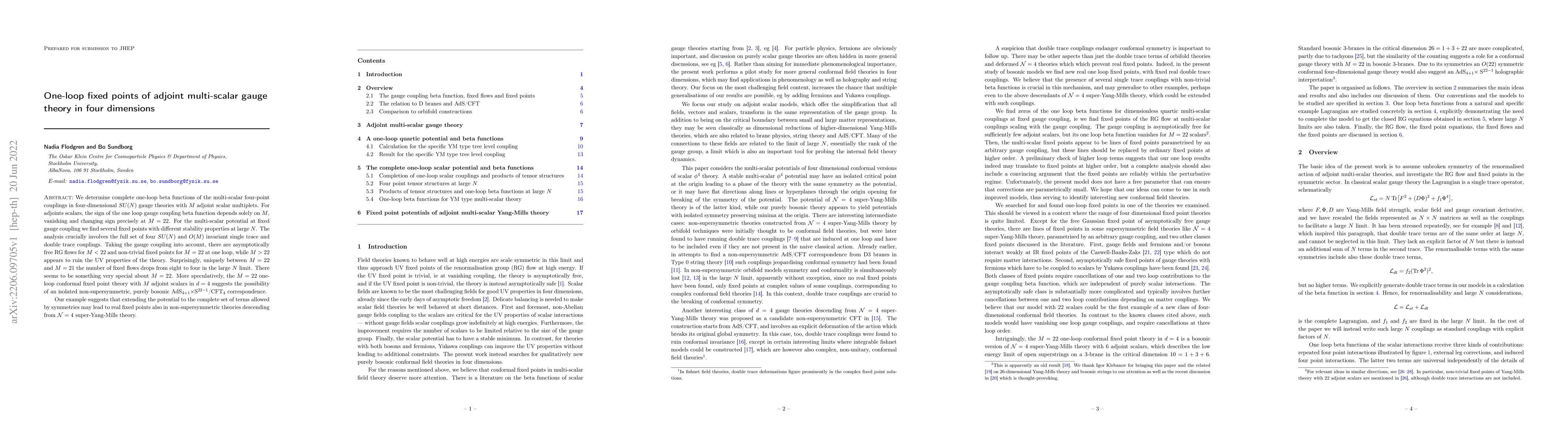 Thumbnail for One-loop fixed points of adjoint multi-scalar gauge theory in four
  dimensions