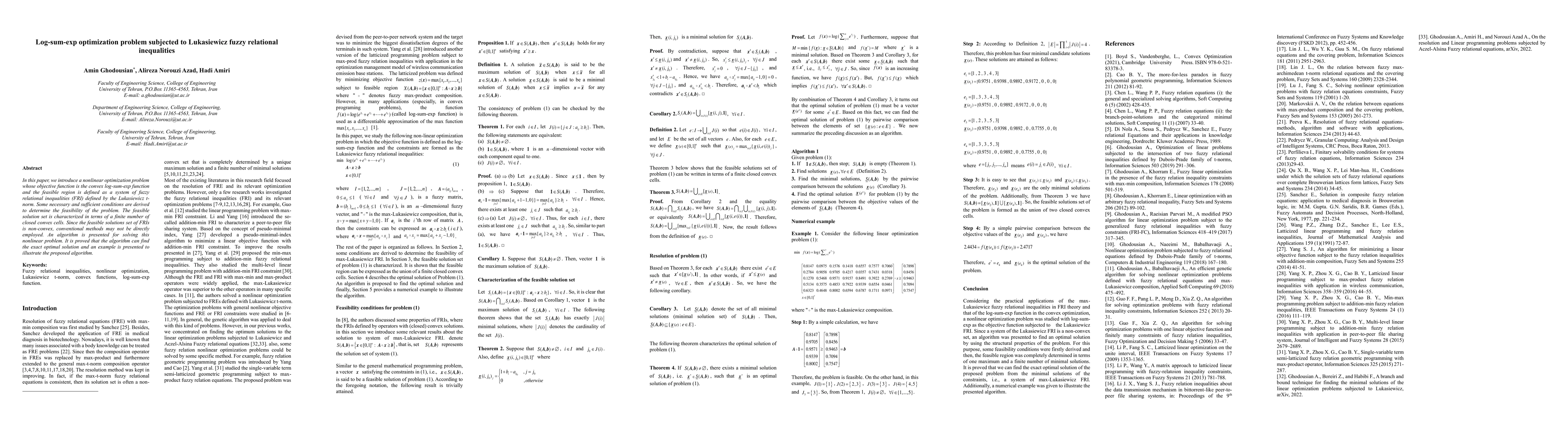 Thumbnail for Log-sum-exp optimization problem subjected to Lukasiewicz fuzzy
  relational inequalities