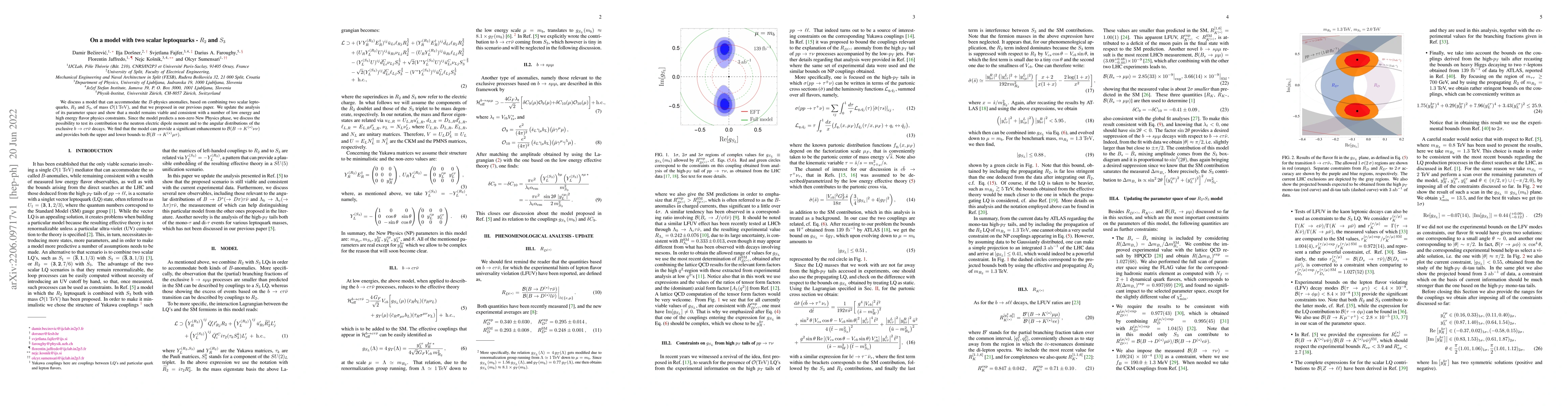 Thumbnail for On a model with two scalar leptoquarks -- $R_2$ and $S_3$