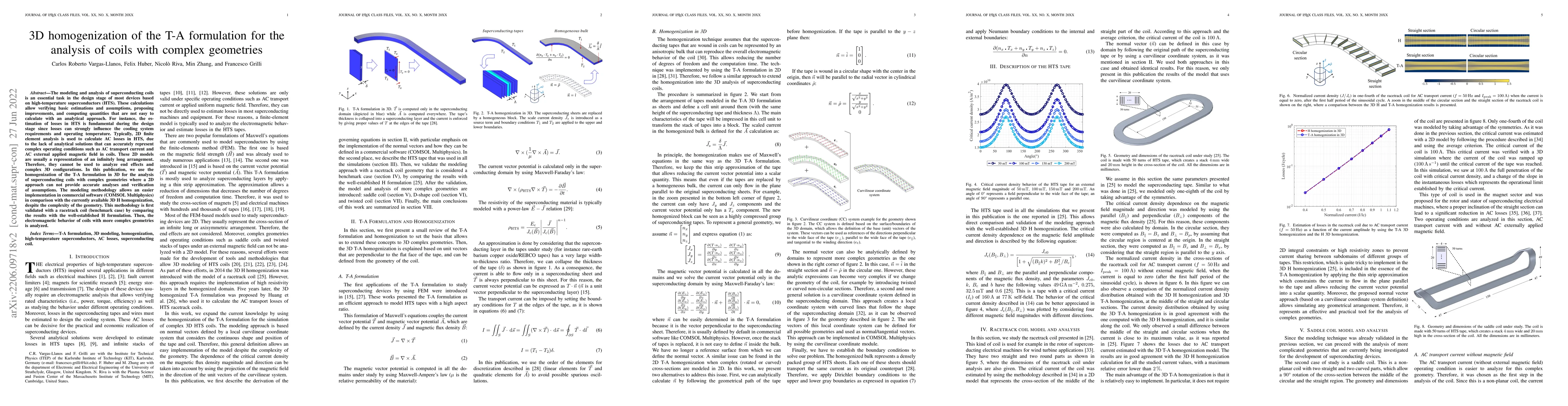 Thumbnail for 3D homogenization of the T-A formulation for the analysis of coils with
  complex geometries