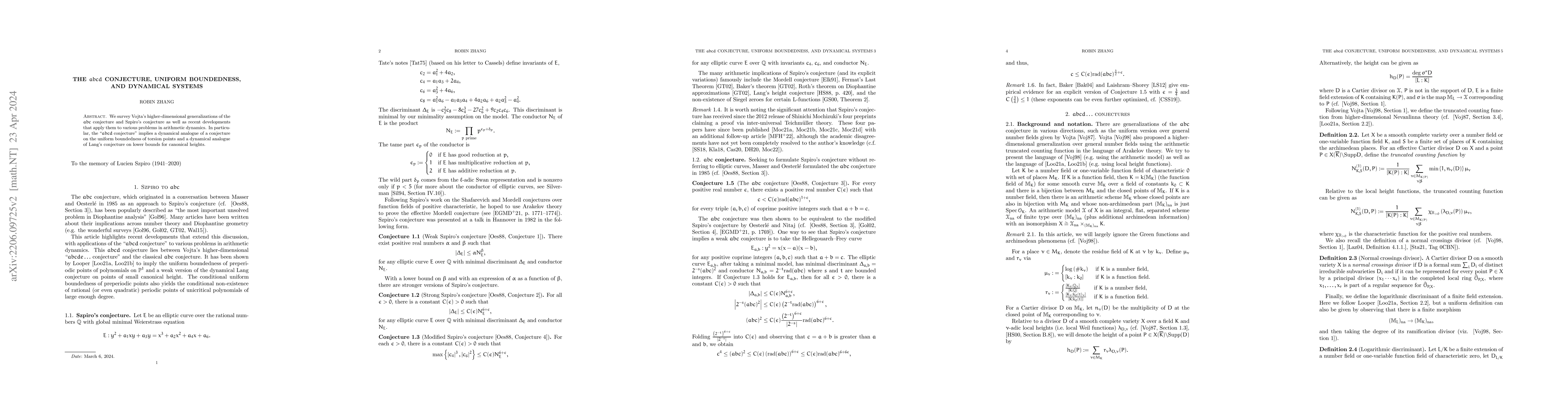 Thumbnail for The $abcd$ conjecture, uniform boundedness, and dynamical systems