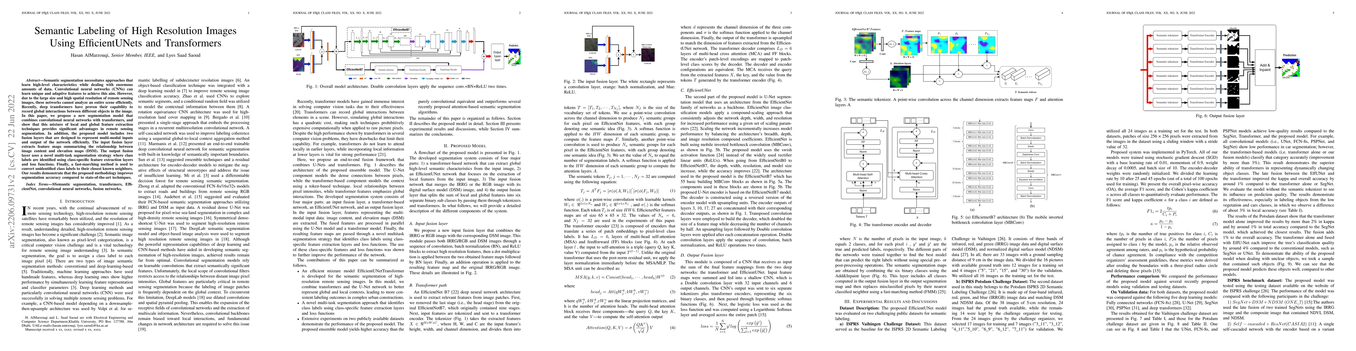 Thumbnail for Semantic Labeling of High Resolution Images Using EfficientUNets and
  Transformers
