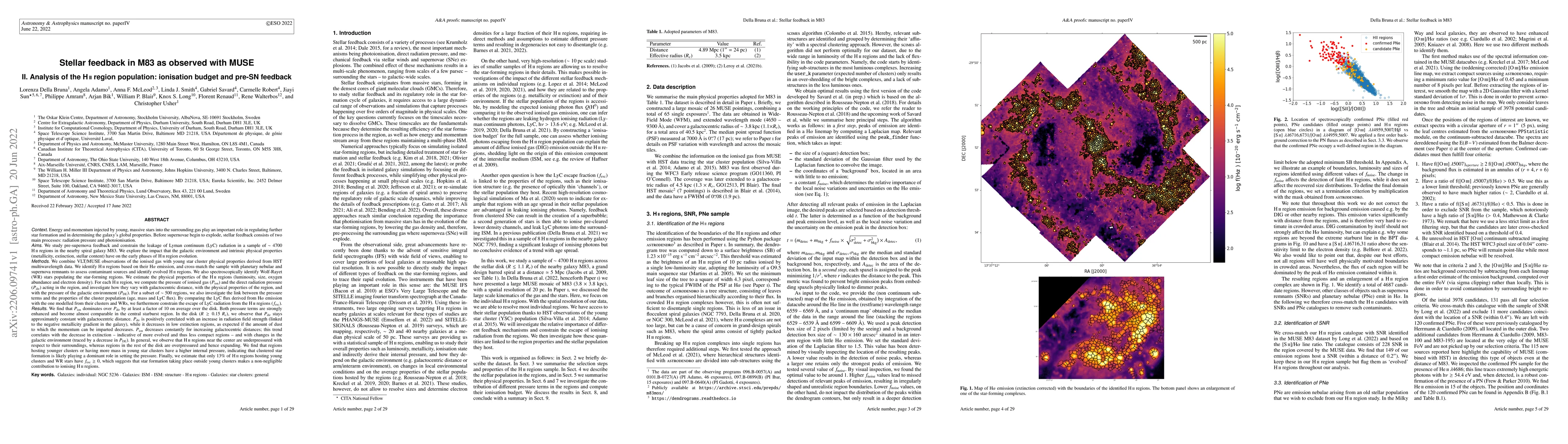 Thumbnail for Stellar feedback in M83 as observed with MUSE -- II. Analysis of the HII
  region population: ionisation budget and pre-SN feedback