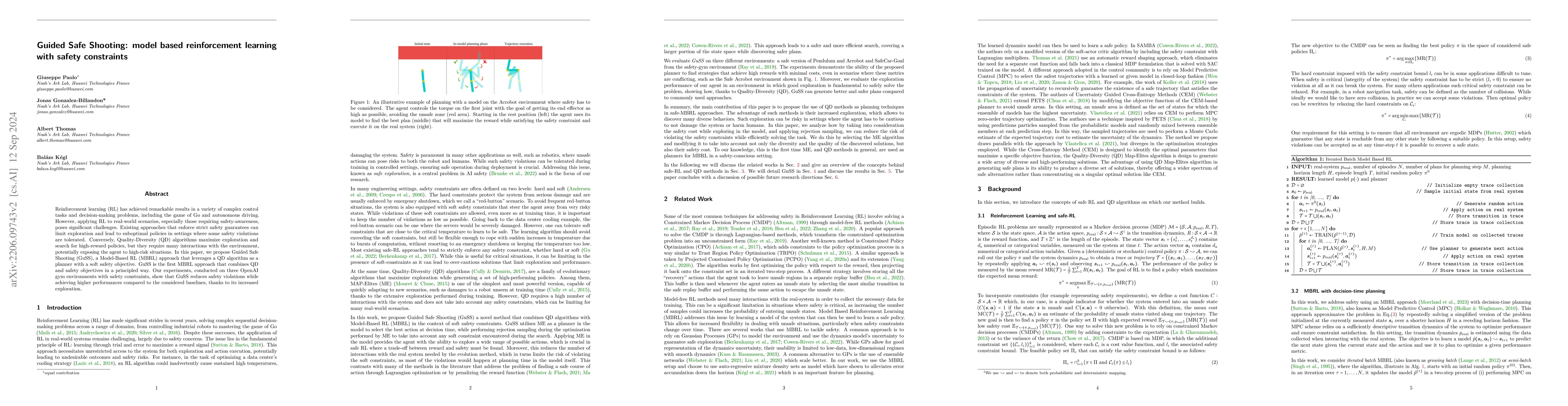 Thumbnail for Guided Safe Shooting: model based reinforcement learning with safety
  constraints