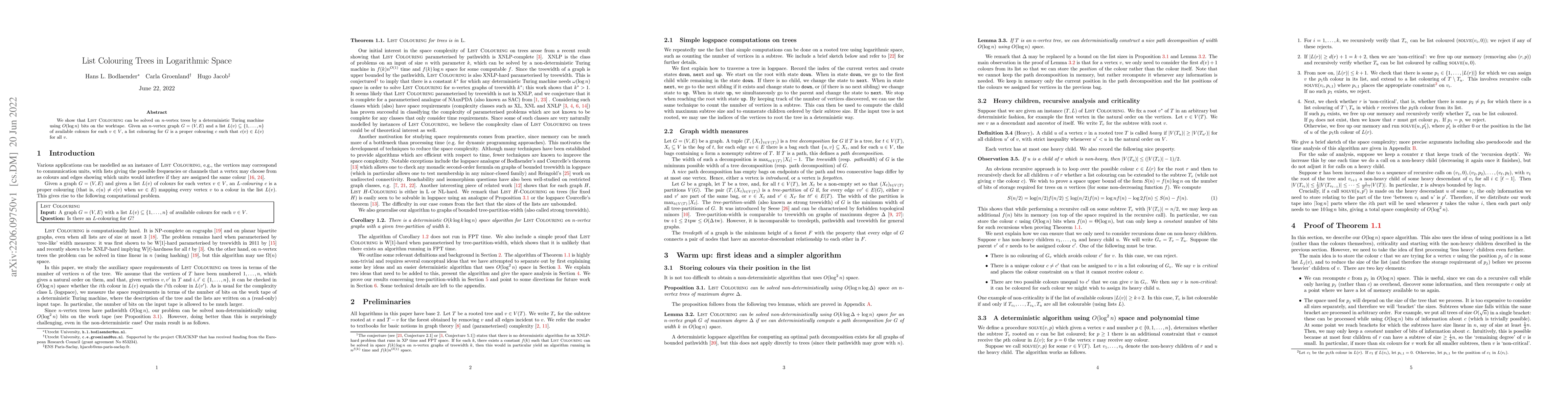 Thumbnail for List Colouring Trees in Logarithmic Space