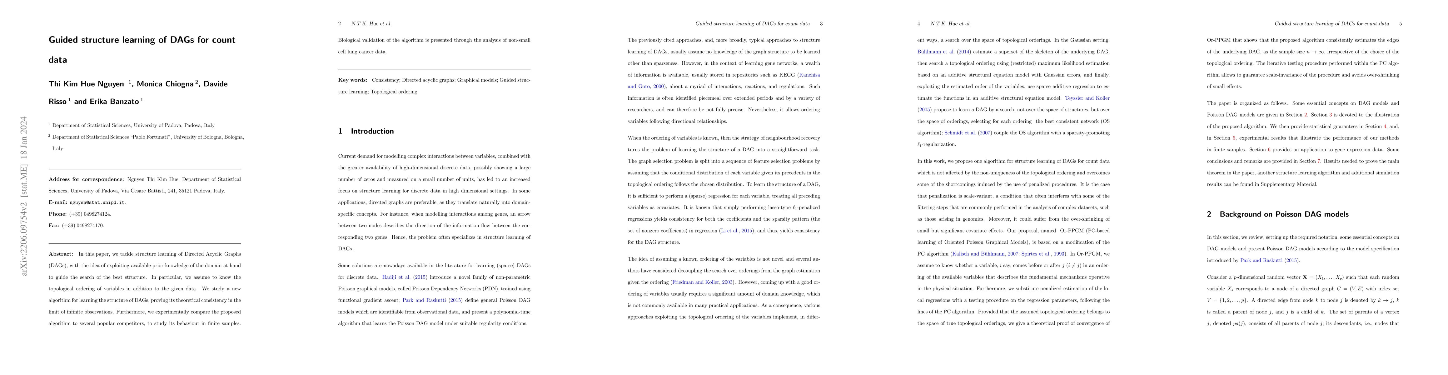 Thumbnail for Guided structure learning of DAGs for count data