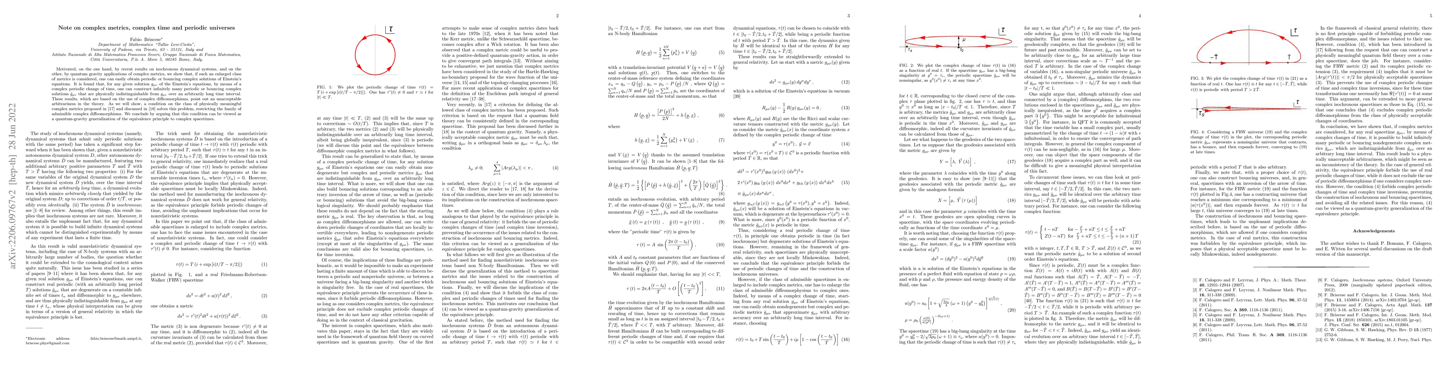 Thumbnail for Note on complex metrics, complex time and periodic universes