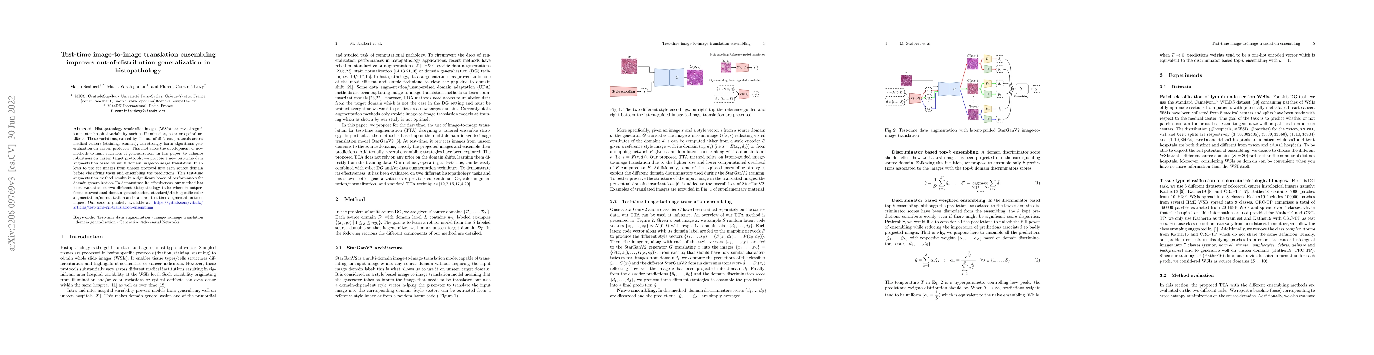 Thumbnail for Test-time image-to-image translation ensembling improves
  out-of-distribution generalization in histopathology