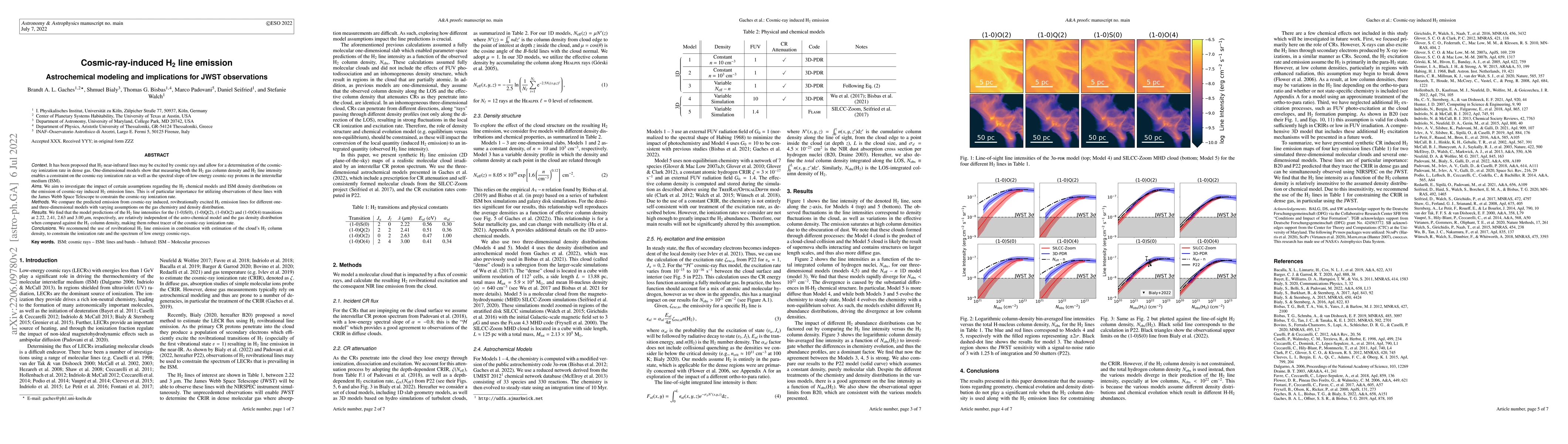 Thumbnail for Cosmic-ray-induced H$_2$ line emission: Astrochemical modeling and
  implications for JWST observations