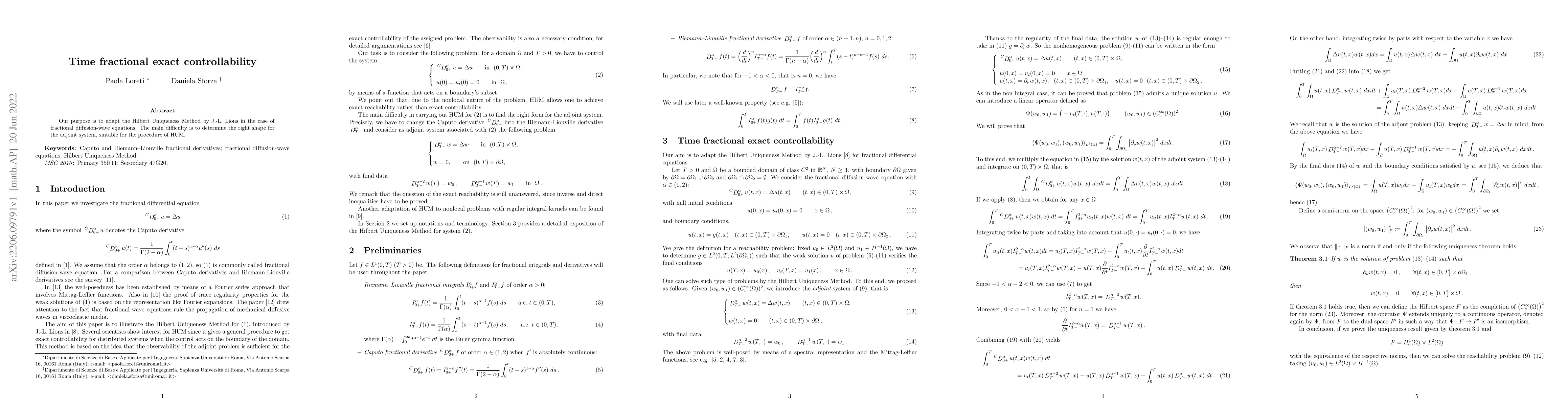Thumbnail for Time fractional exact controllability