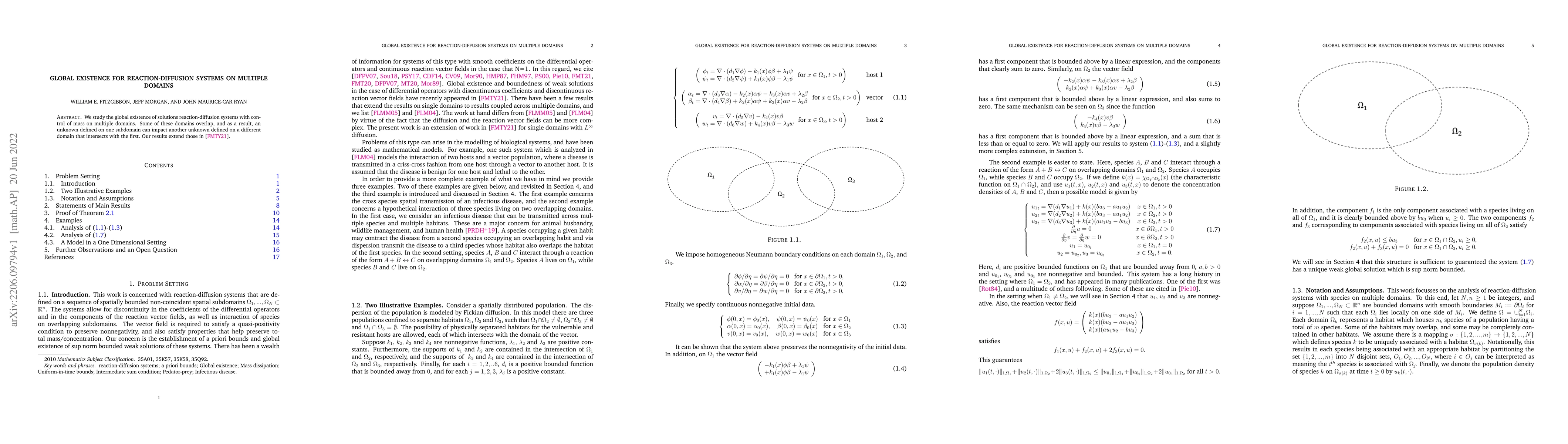 Thumbnail for Global existence for reaction-diffusion systems on multiple domains