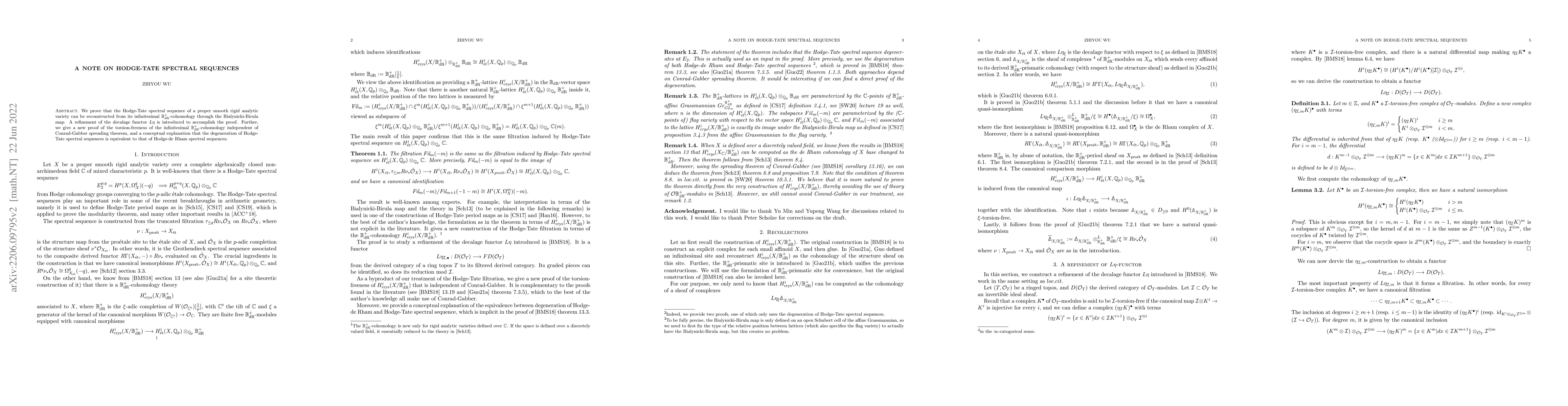 Thumbnail for A Note on Hodge-Tate Spectral Sequences