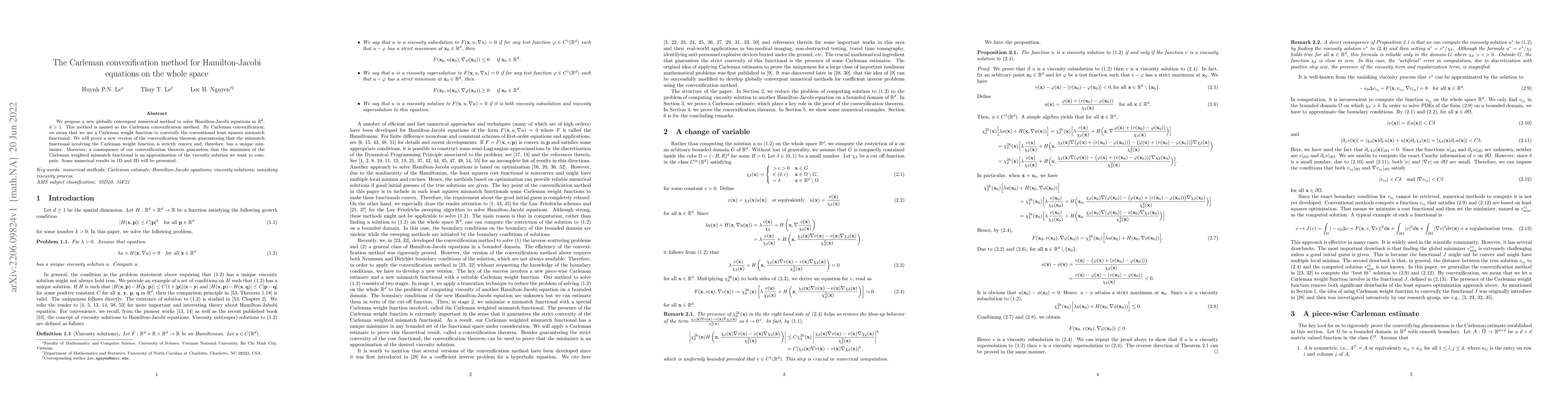 Thumbnail for The Carleman convexification method for Hamilton-Jacobi equations on the
  whole space