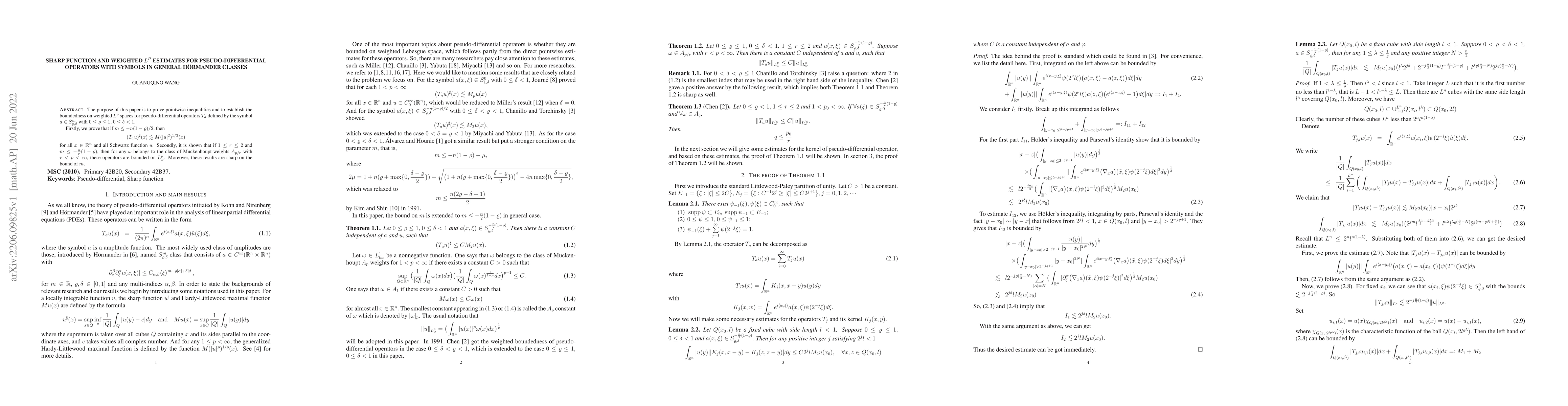 Thumbnail for Sharp function and weighted $L^{p}$ estimates for pseudo-differential
  operators with symbols in general H\"{o}rmander classes