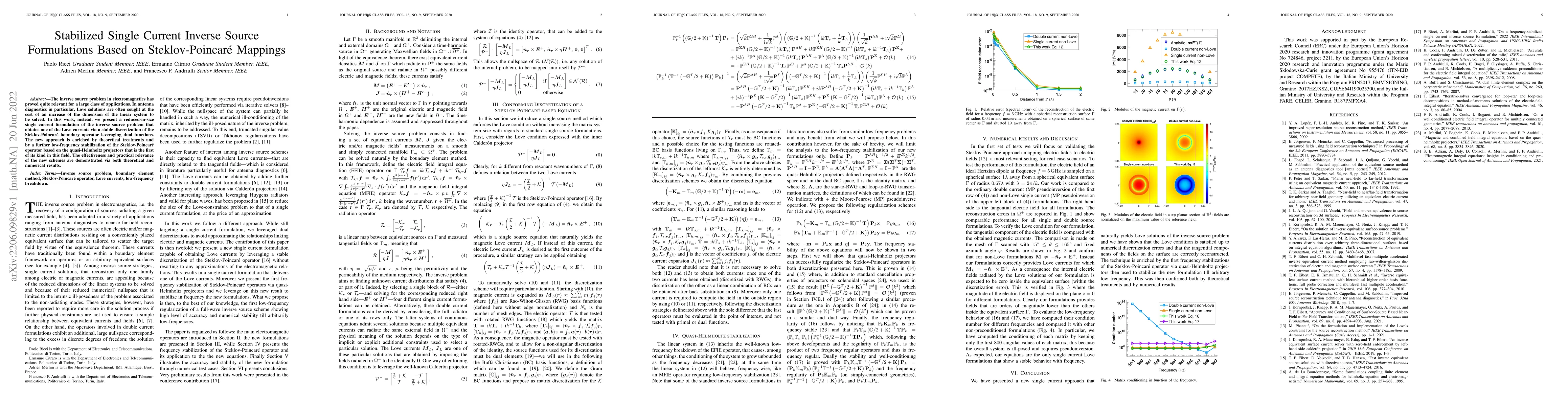 Thumbnail for Stabilized Single Current Inverse Source Formulations Based on
  Steklov-Poincar\'e Mappings
